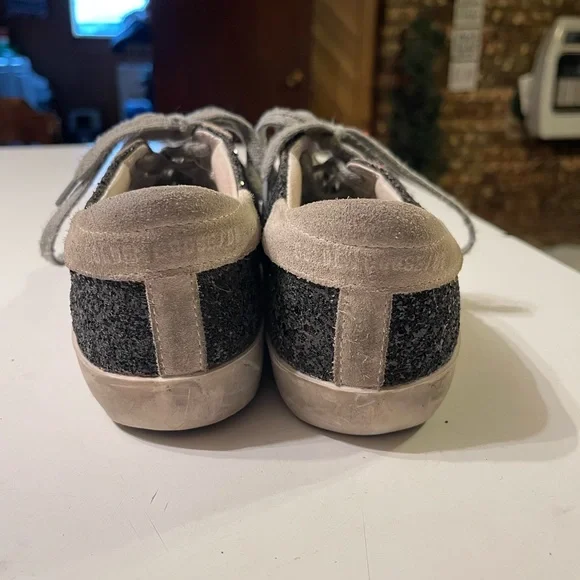 Golden Goose Superstar Women’s 38 (8) Black Glitter Have A Golden Day Sneakers - Picture 5 of 14